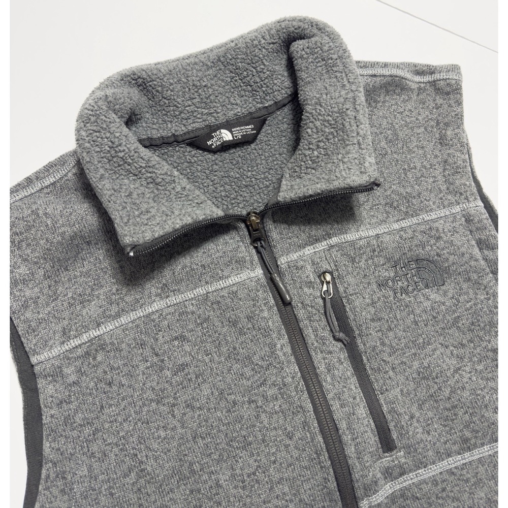 The North Face Mens Gordon Lyons Full Zip Fleece Vest Gray Heather Size L Hiking